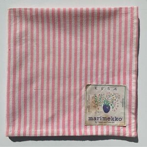 Marimekko Kesa cloth napkin pink white stripe 100% cotton vintage Fallani & Cohn